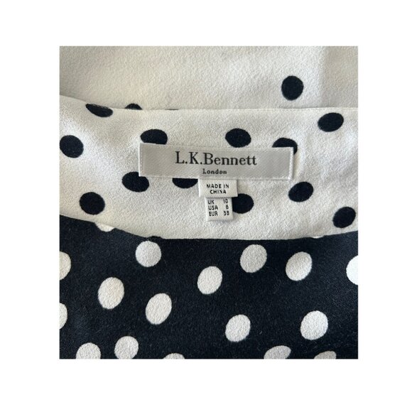 LK Bennet Black Cream Polka Dot Top Sz 6 - Picture 3 of 6